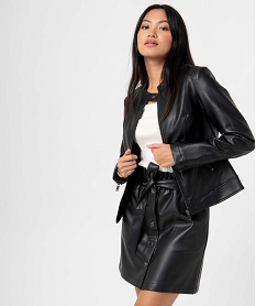 blouson esprit biker avec zips femme noirD376401_1