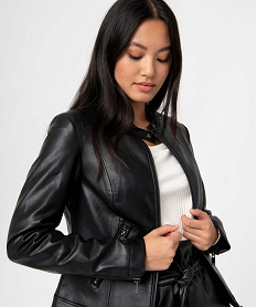 blouson esprit biker avec zips femme noir vestesD376401_2