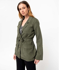 veste femme en lyocell avec ceinture vert vestesD376701_1