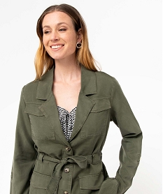 veste femme en lyocell avec ceinture vert vestesD376701_2