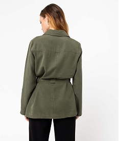 veste femme en lyocell avec ceinture vert vestesD376701_3