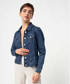 GEMO Veste en jean femme coupe droite bleu standard