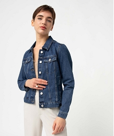 veste en jean femme coupe droite bleu vestesD377101_1