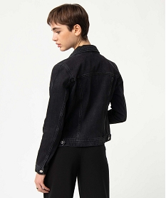 veste en jean femme coupe droite noir vestesD377401_3