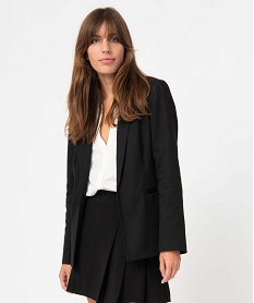 blazer femme coupe croisee avec grand col noir vestesD377501_1