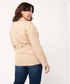 veste femme grande taille coupe saharienne en lyocell beigeD377601_3