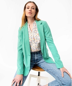 GEMO Veste de tailleur femme avec fermeture un bouton vert standard