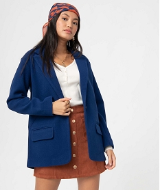 manteau femme court fermeture un bouton bleu manteauxD378801_2