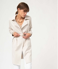 manteau trench en suedine avec ceinture femme beige manteauxD379101_1