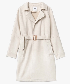 manteau trench en suedine avec ceinture femme beige manteauxD379101_4