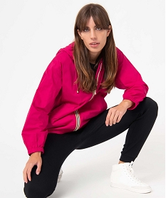 GEMO Blouson femme imperméable avec capuche Rose