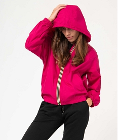 blouson femme impermeable avec capuche rose manteauxD379201_2