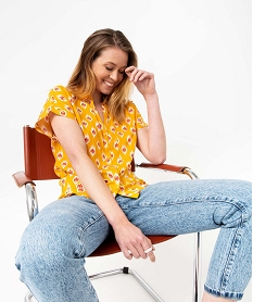 GEMO Chemise femme imprimée à manches courtes Multicolore