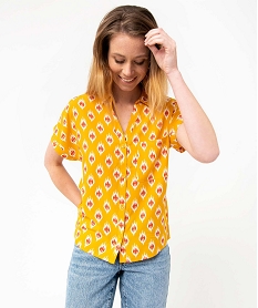 chemise femme imprimee a manches courtes jaune chemisiersD379701_2