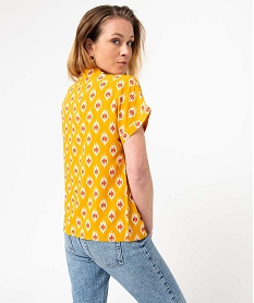 chemise femme imprimee a manches courtes jaune chemisiersD379701_3