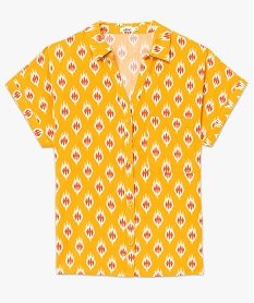 chemise femme imprimee a manches courtes jaune chemisiersD379701_4