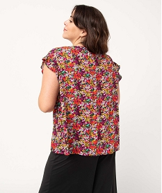 blouse femme grande taille a motifs fleuris et rayures pailletees multicolore chemisiers et blousesD380601_3
