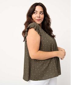 blouse femme grande taille sans manches a pois dores vertD380701_2