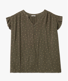 blouse femme grande taille sans manches a pois dores vertD380701_4