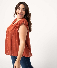 blouse femme grande taille sans manches a pois dores orangeD380801_1