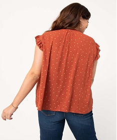 blouse femme grande taille sans manches a pois dores orange chemisiers et blousesD380801_3