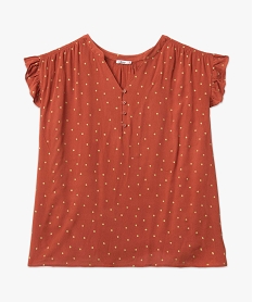 blouse femme grande taille sans manches a pois dores orangeD380801_4