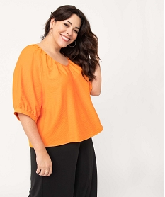 blouse femme grande taille loose a manches courtes orange chemisiers et blousesD381101_1