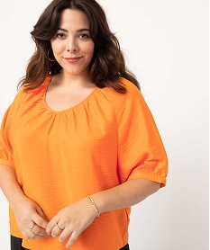 blouse femme grande taille loose a manches courtes orange chemisiers et blousesD381101_2