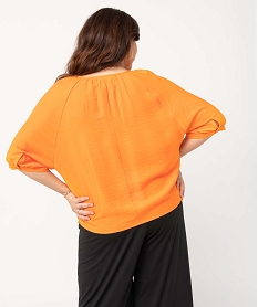 blouse femme grande taille loose a manches courtes orange chemisiers et blousesD381101_3