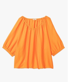 blouse femme grande taille loose a manches courtes orange chemisiers et blousesD381101_4