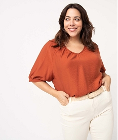 blouse femme grande taille loose a manches courtes orange chemisiers et blousesD381201_1