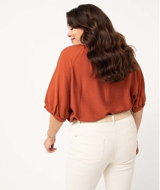 blouse femme grande taille loose a manches courtes orange chemisiers et blousesD381201_3