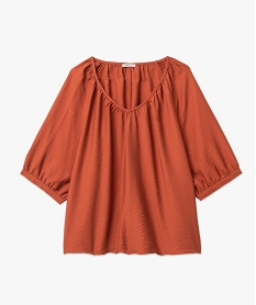 blouse femme grande taille loose a manches courtes orangeD381201_4