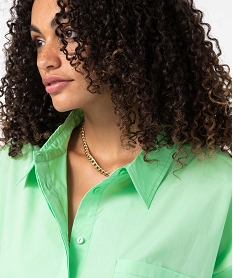 chemise femme coupe oversize avec poche poitrine vert chemisiersD381501_2