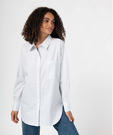 chemise femme a fines rayures coupe oversize bleu chemisiersD381801_1