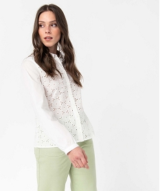 chemise femme en broderie anglaise ajouree beigeD382401_4