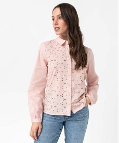 chemise femme en broderie anglaise ajouree rose chemisiersD382501_2