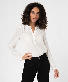 blouse femme avec manches longues retroussables beigeD383201_1