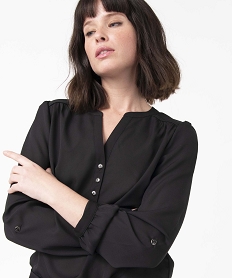 blouse femme avec manches longues retroussables noir blousesD383301_2