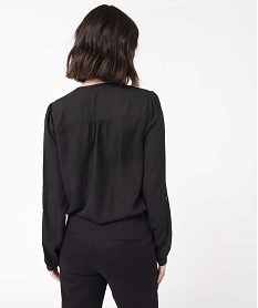 blouse femme avec manches longues retroussables noir blousesD383301_3
