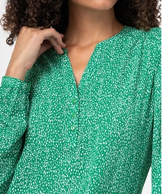 blouse femme imprimee a manches longues retroussables vert blousesD383501_2