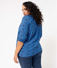 blouse femme grande taille imprimee a manches 34 bleuD383601_3