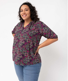 blouse femme grande taille imprimee a manches 34 multicoloreD383801_1