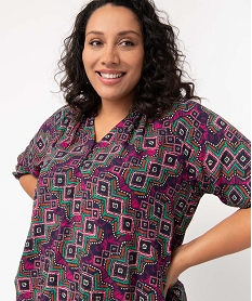 blouse femme grande taille imprimee a manches 34 multicolore chemisiers et blousesD383801_2