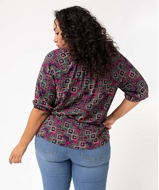 blouse femme grande taille imprimee a manches 34 multicolore chemisiers et blousesD383801_3