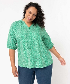 blouse femme grande taille imprimee a manches 34 imprime chemisiers et blousesD383901_1