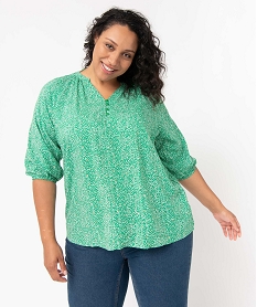 blouse femme grande taille imprimee a manches 34 vert chemisiers et blousesD383901_1