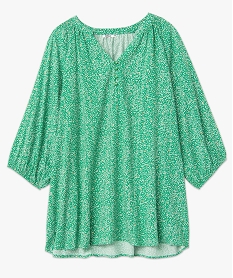 blouse femme grande taille imprimee a manches 34 vert chemisiers et blousesD383901_4