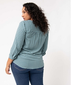 blouse femme grande taille a manches 34 avec col v et fermeture boutons imprime chemisiers et blousesD384201_3