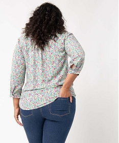 blouse femme grande taille a manches 34 avec col v et fermeture boutons multicolore chemisiers et blousesD384301_3